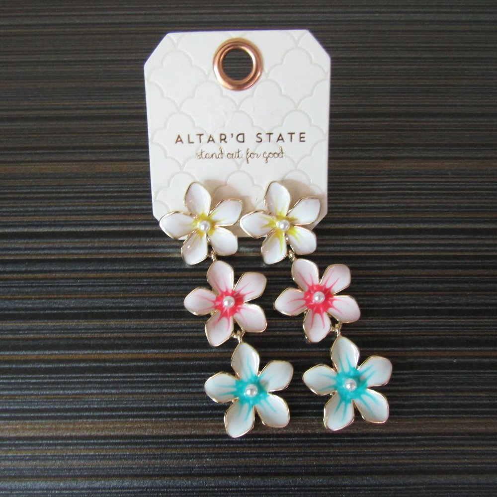 Altar'd State 3 Flower Drop Earrings
